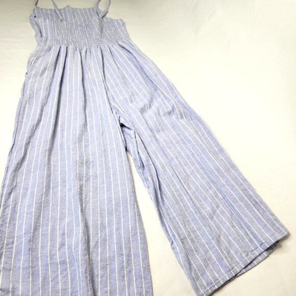 Old Navy Women's Size Small Striped Purple White Cami Jumpsuit Linen Blend - Picture 3 of 8
